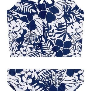 Kanu Surf Navy and White Floral Kids Bikini
